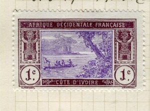 FRENCH COLONIES; IVORY COAST 1913 Pictorial issue Mint hinged 1c. value