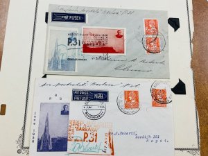 1936 Belgium  2 Rocket Flight Mail Covers  Roberti Signed Rocket BARBARA