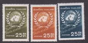 Thailand # 330-332, United Nations Day, Hinged, 1/3 Cat.