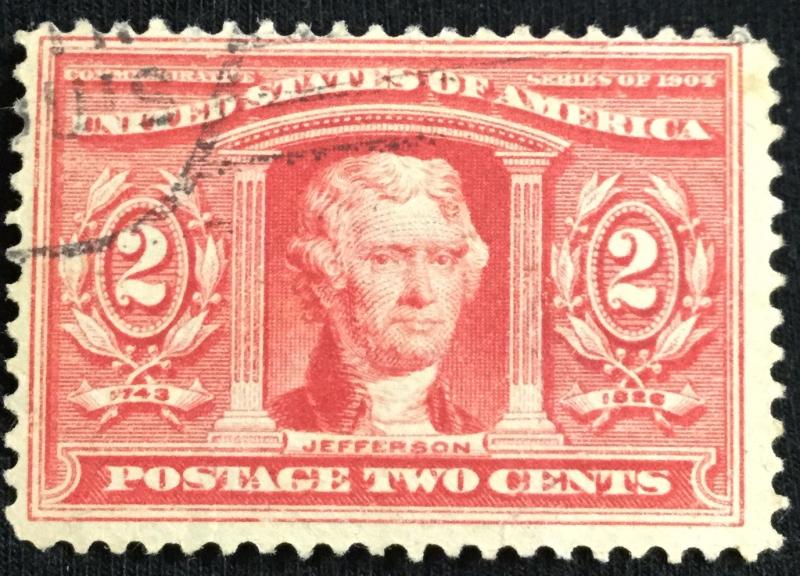 US #324 Used Single Thomas Jefferson Louisiana Purchase Expo SCV $2.00 L3