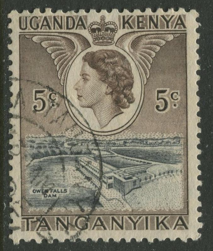 Kenya & Uganda - Scott 103 - QEII Definitive -1954 - Used - Single 5c Stamp