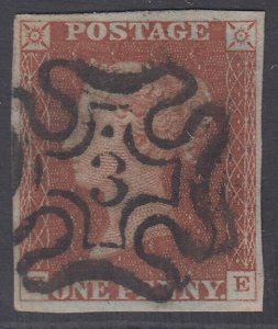 SG 8m 1d red-brown. Very fine used with a London number ‘3’ in Maltese cross...