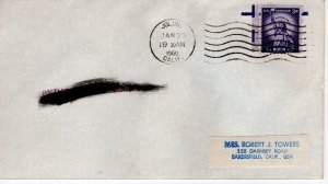 CALIFORNIA TOWN CANCEL,  JOLON, CA  1960  FDC11390