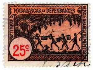 (I.B) France Colonial Revenue : Madagascar Duty 25c