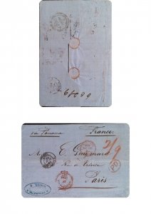 O) 1864 CHILE, PAID, BRITISH OF OFFICES, PREPHILATELIC . PRESTAMP, VIA PANAMA, E