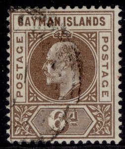 CAYMAN ISLANDS EDVII SG6, 6d brown, FINE USED. Cat £75.