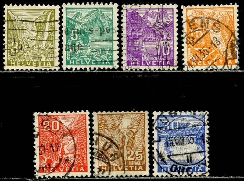 SWITZERLAND Sc#219-225 1934 Typographed Scenes Complete Set Used