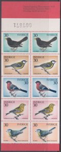 SWEDEN SC # 877a CPL MNH BOOKLET of 10 - 2 SETS X 5 DIFF - BIRDS