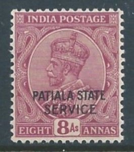 India-Convention States-Patiala #O48 NH 8a King George V Issue Ovptd. Patial...