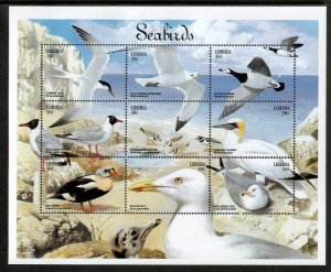Liberia 1999 - Sea birds - Sheet of 9 Stamps - Scott #1465 - MNH