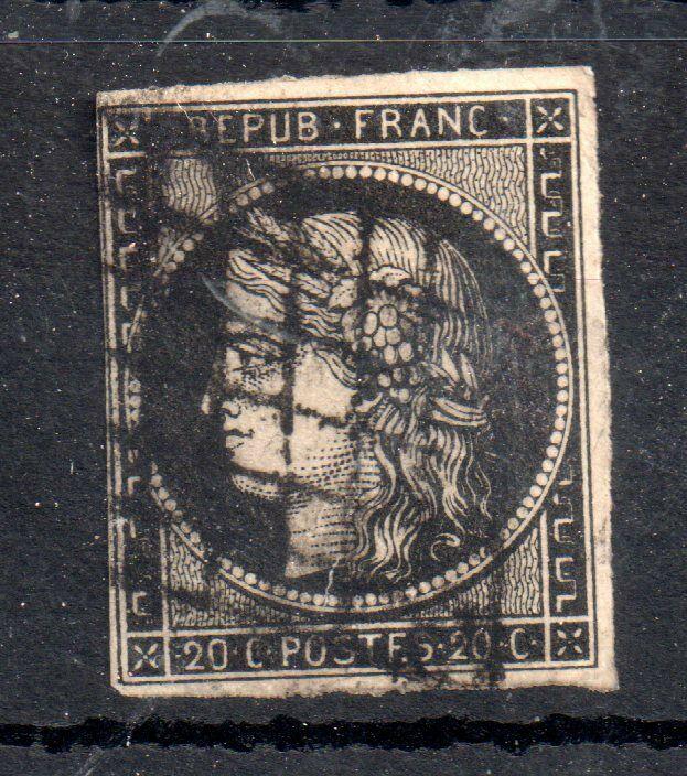 France 1849-50 20c black ceres 4 x margin good used WS13139