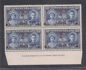 NEWFOUNDLAND  SC# 250  BOTTOM IMPRINT B/4  FVF/MOG