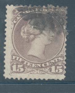 Canada Sc 29 15c gray violet large Victoria stamp used