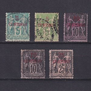 FRENCH MOROCCO 1891, Sc# 1-5, CV $59, part set, Used