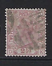 GREAT BRITAIN SCOTT #67 (PLATE 16) 1875 2 1/2 (CLARET) ) - WMK 29 - USED