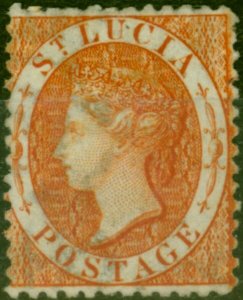 St Lucia 1864 (1s) Orange SG14b Fine Unused