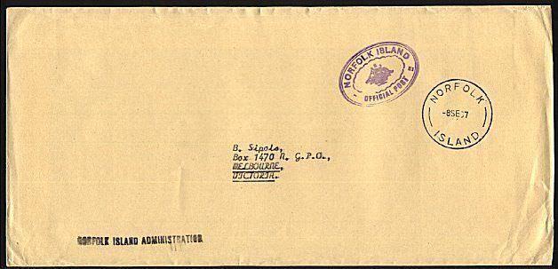 NORFOLK IS 1967 Official mail cover to Australia...........................94010