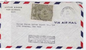 republic of haiti 1941 air mail coffee slogan  stamps cover ref r14891 