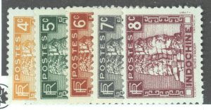 Indochina, Scott #153A,54A-57, Unused, Hinged