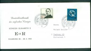 Germany. 1965.Cover Spc. Cance Hamburg.Queen Elizabeth II Visit. Sc# 927-28. Adr