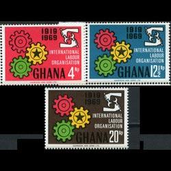 GHANA 1970 - Scott# 375-7 ILO 50th. Set of 3 NH