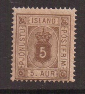 Iceland   #O5   MH  1876  official stamp      5c  perf. 14