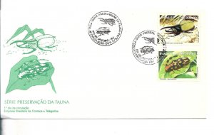 BRAZIL 1993 FIRST DAY COVER INSECTS PRESERVATION OF FAUNA NATURE SET OF 2 ON FDC