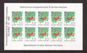 Finland   #837  MNH 1990   sheet of ten  self-adhesive  rowan 2.10m