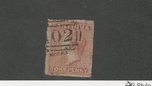 Antigua, British, Postage Stamp, #2 Used, 1863 Numerical Town Cancel Wmk 5