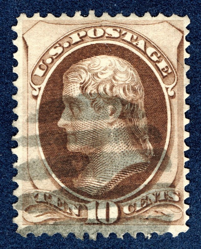 [st1676] USA 1870 Scott#139 used 10¢ brown H-GRILL cv:$800 (REPERFORATED)