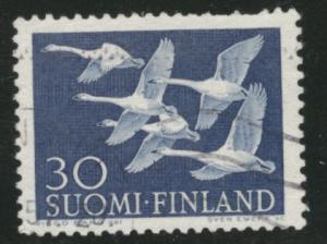 FINLAND SUOMI Scott 344 used 1956 Whooper Swan stamp