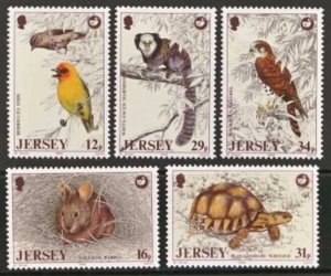 $1 World MNH Stamps (1239), Jersey Scott 456-460, set of 5 MNH Birds