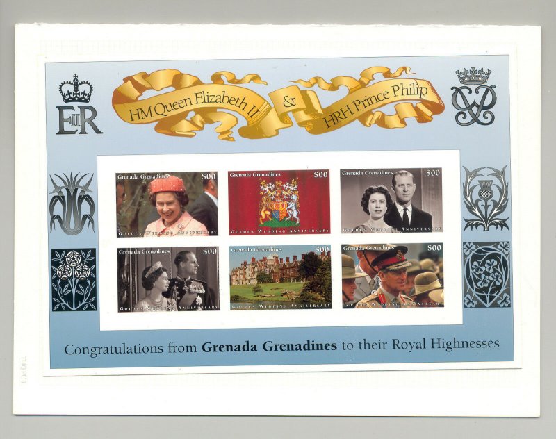 Grenada (Grenadines) 1997 Queen Golden Wedding M/S of 6 & 1 S/S Chromalin Proofs
