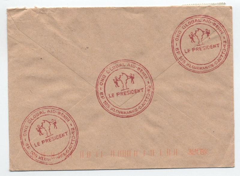 1996 Benin cover to Oxfam Canada 3 stamps [L.46]