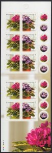 AFRICAN VIOLET = One Booklet of 10 stamps (5 pairs) Canada 2010 #2377-2378a