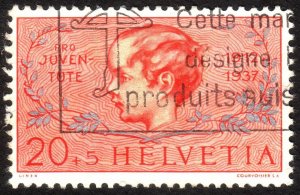 1937, Switzerland 20+5c, Used, Sc B87