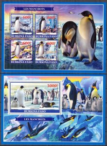 Burkina Faso 2019 Birds Penguins Sheet + S/S MNH