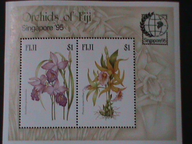 FIJI-1995-SINGAPORE'95 WORLD STAMP SHOW-COLORFUL LOVELY ORCHIRDS-MNH-S/S VF