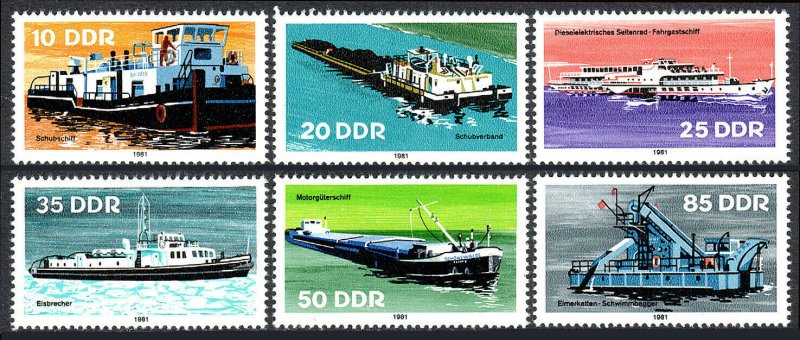 Germany DDR/GDR 2221-26,MNH.River boats.Tugboat,Motor freighter,Ice breaker,1981