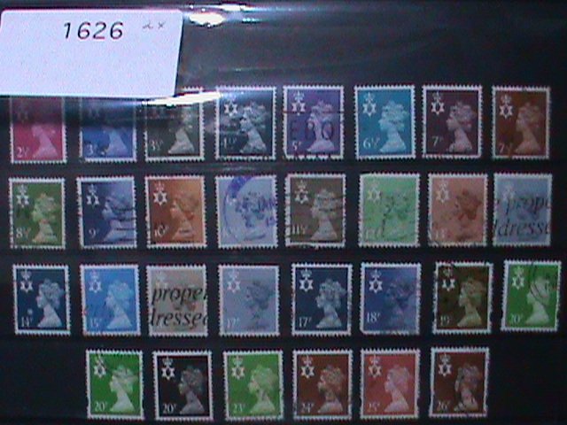 NORTHERN ​IRELAND-1971-NIMH1//46 30 DIFFERENT ELIZABETH II RARE USED EST. $42