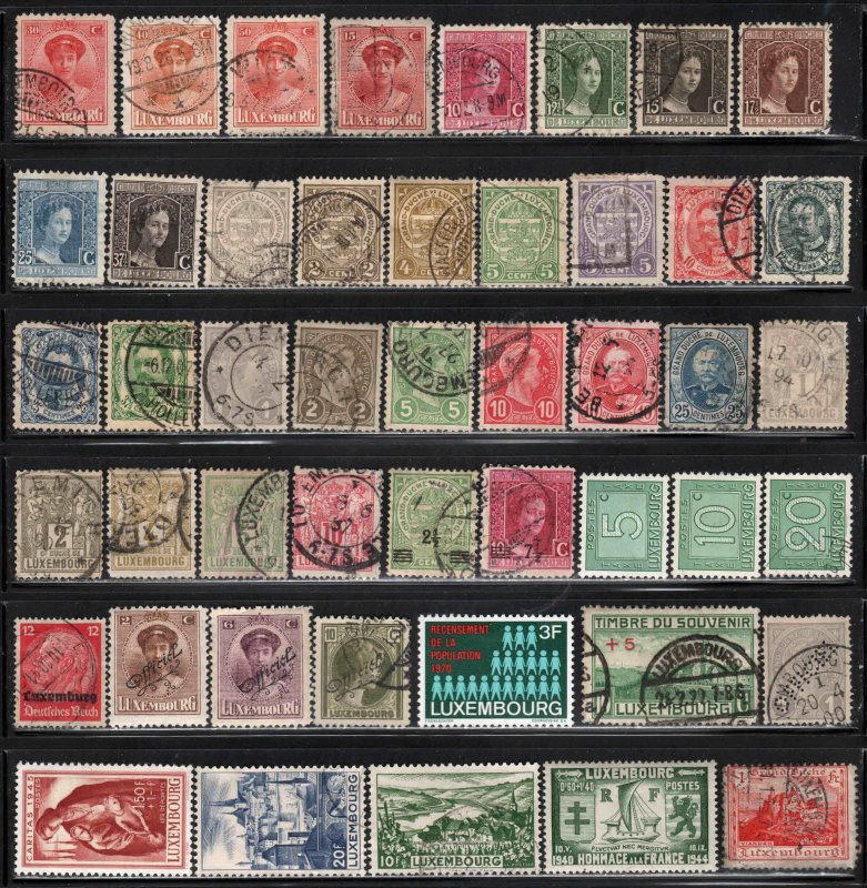 Luxembourg ~ Lot of 110 Different Stamps ~ Unused, Used, MX Conditions