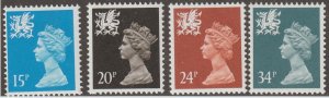 Great Britain Wales Scott#WMMH26,38,44,55 SG# W41,52,58,67 1989 QEII MNH