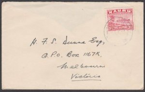 NAURU 1938 commercial cover to Australia with 1½d freighter.................N132