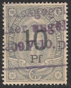 PRUSSIA Germany 1903 10pf Royal State Railways Revenue VFU