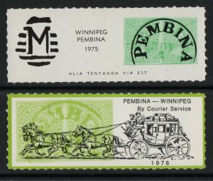 Thematic stamps CANADA 1975/6 PEMBINA-WINNIPEG Local Courier 2v mint