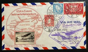 1939 Dublin Ireland First Flight Airmail Cover FFC To New York USA Photo Cachet