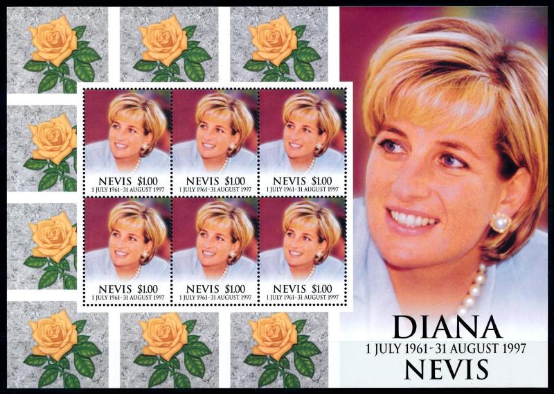 [95327] Nevis 1998 Royalty Princess Diana Sheet MNH