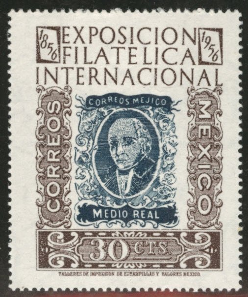 MEXICO Scott 897 MH* 1956 stamp on stamp