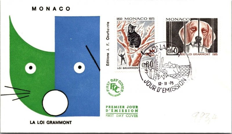 Monaco FDC 1975 SC #993-4 La Loi Grammont - J21086