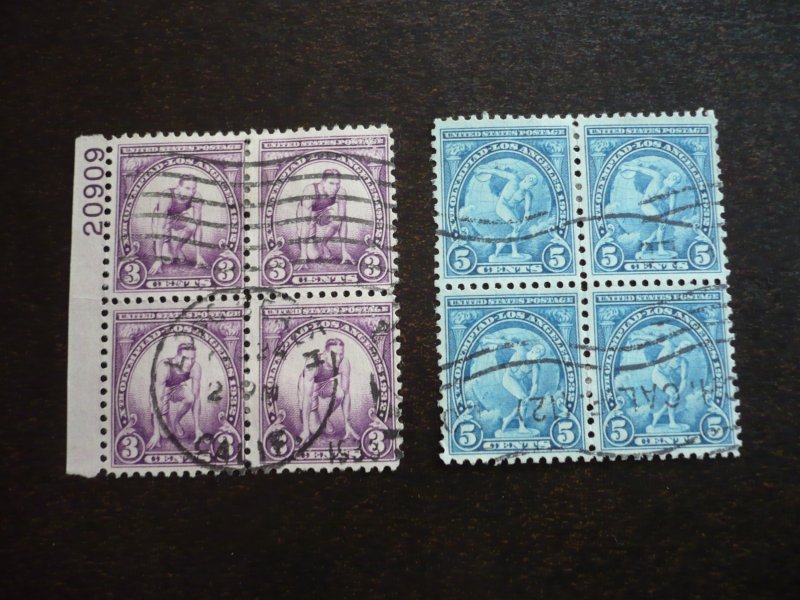 Stamps - USA - Scott# 718, 719 - 2 Used Blocks of 4 Stamps